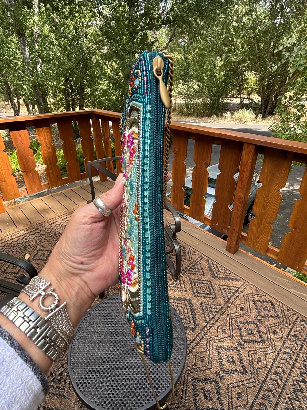 Mary Frances Venice teal Multicolor Beaded bag with Crossbody - Picture 5 of 17